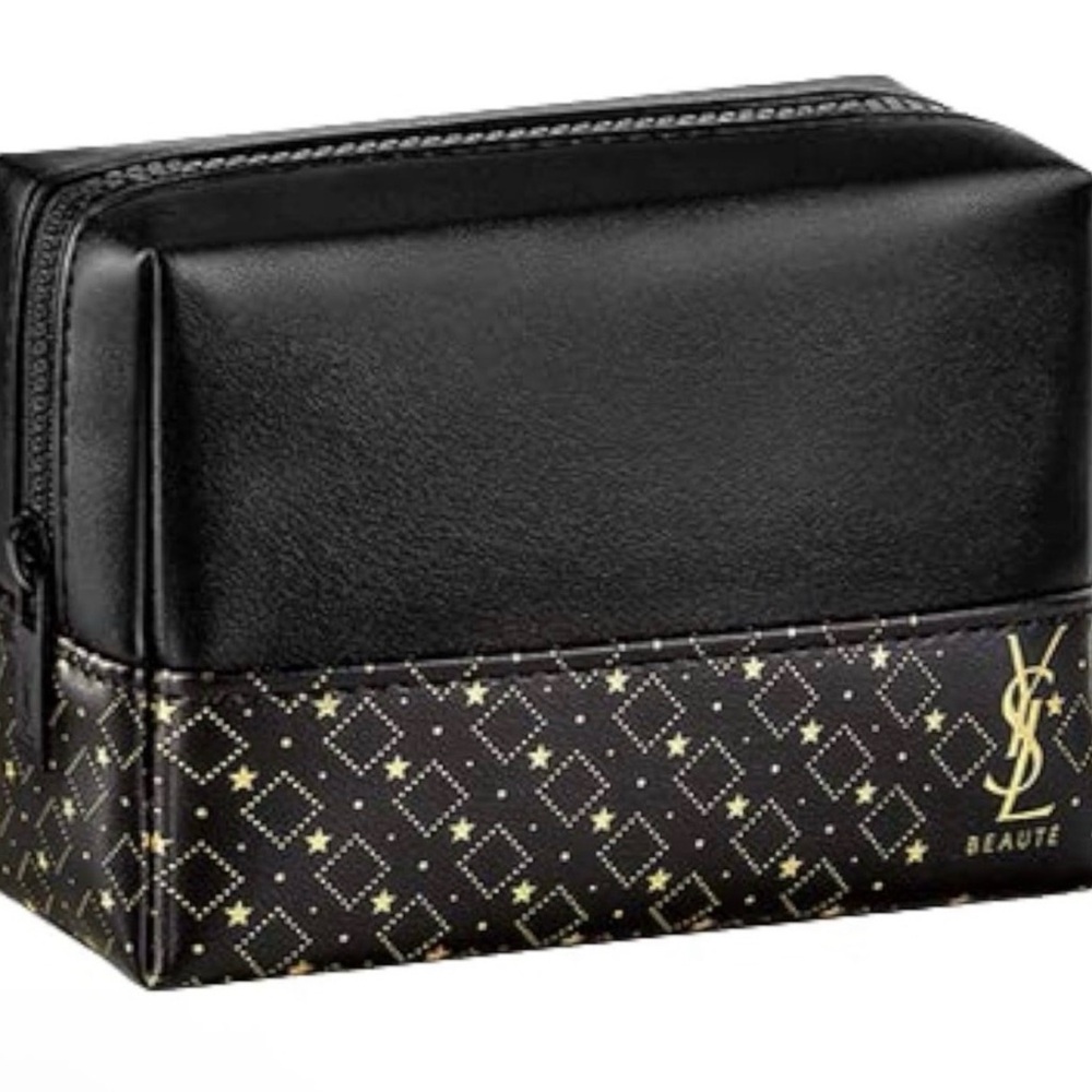 YSL Beauté Black & Gold Small Travel Pouch NIP